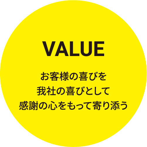 【VALUE】お客様の喜びを我社の喜びとして感謝の心をもって寄り添う